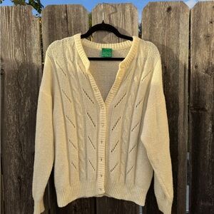Vintage Cream Women's Cardigan with Pearl Buttons